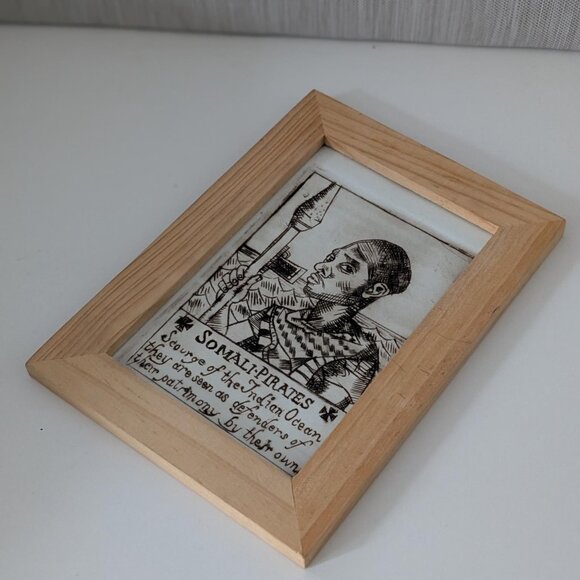 Intaglio Print Framed - Handcrafted - Artwork -Signed - Somali Pirates - African - Picture 7 of 8